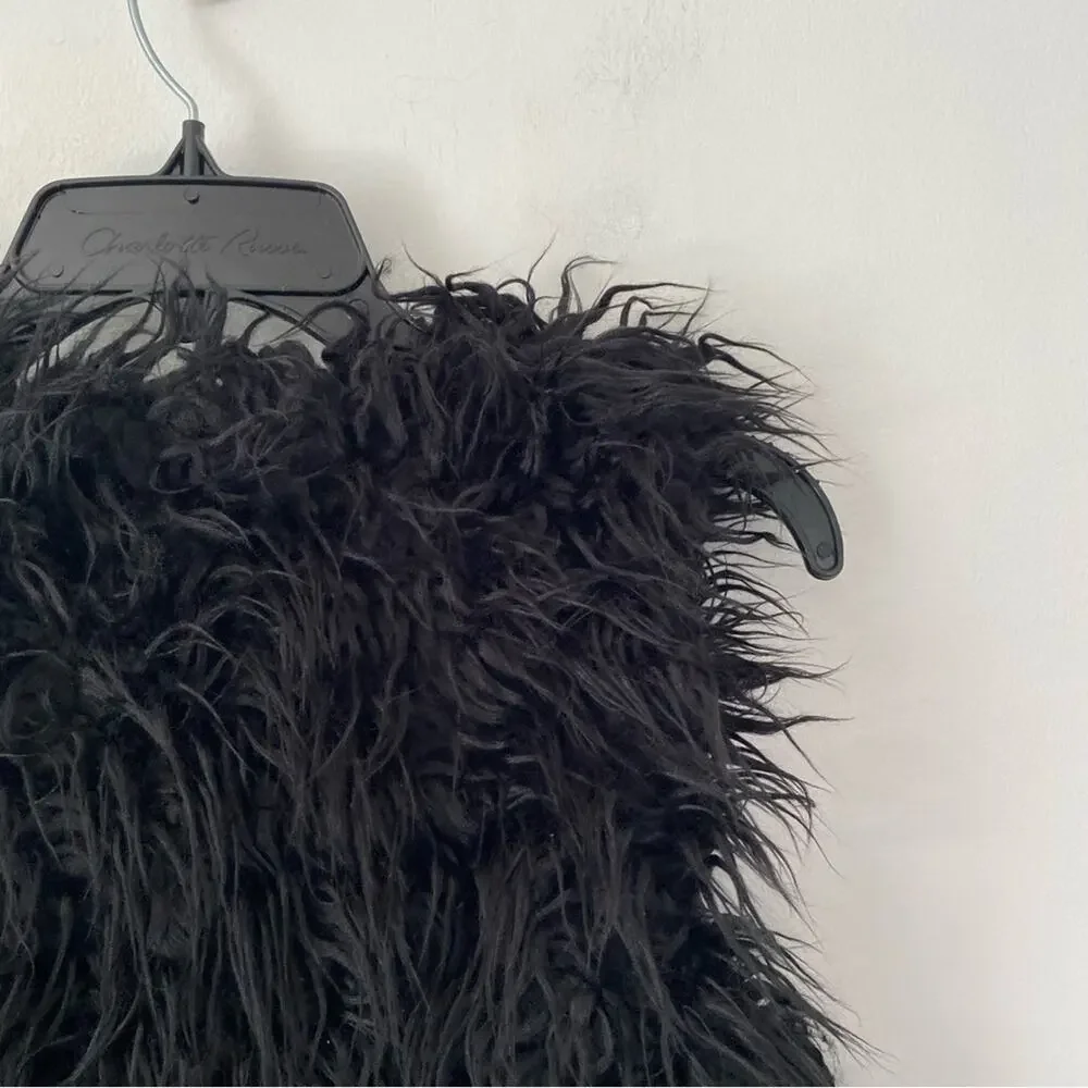 J. Crew Collection NWTS Black Faux Fur Vest size XS